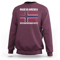Made in America with Norwegian Parts Sweatshirt Half American Flag USA Norway Pride