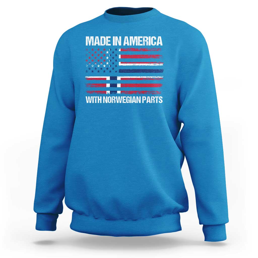 Made in America with Norwegian Parts Sweatshirt Half American Flag USA Norway Pride