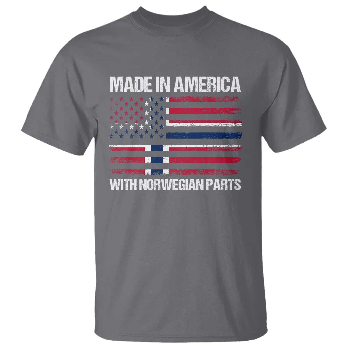 Made in America with Norwegian Parts T Shirt Half American Flag USA Norway Pride