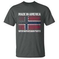Made in America with Norwegian Parts T Shirt Half American Flag USA Norway Pride