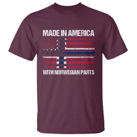 Made in America with Norwegian Parts T Shirt Half American Flag USA Norway Pride