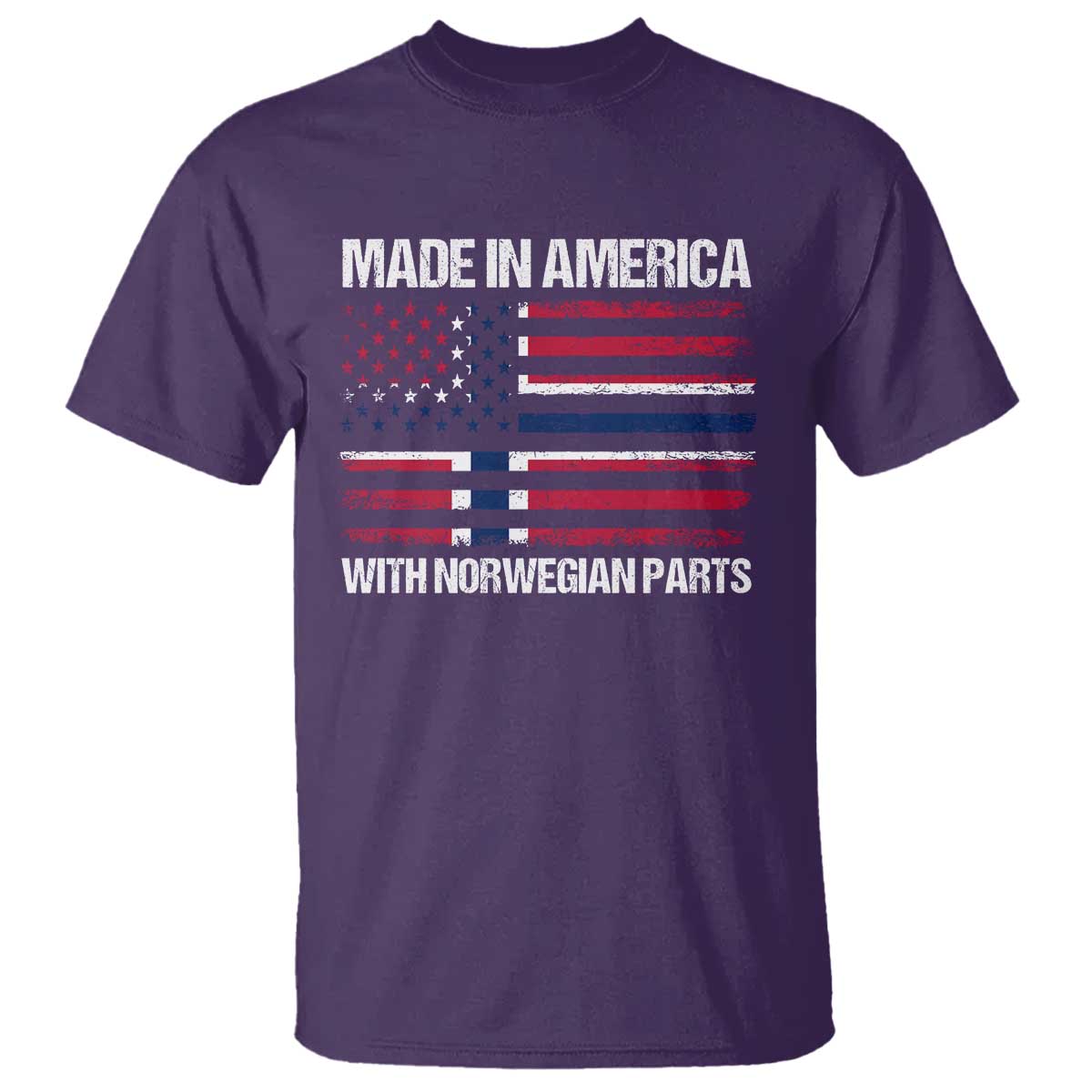 Made in America with Norwegian Parts T Shirt Half American Flag USA Norway Pride