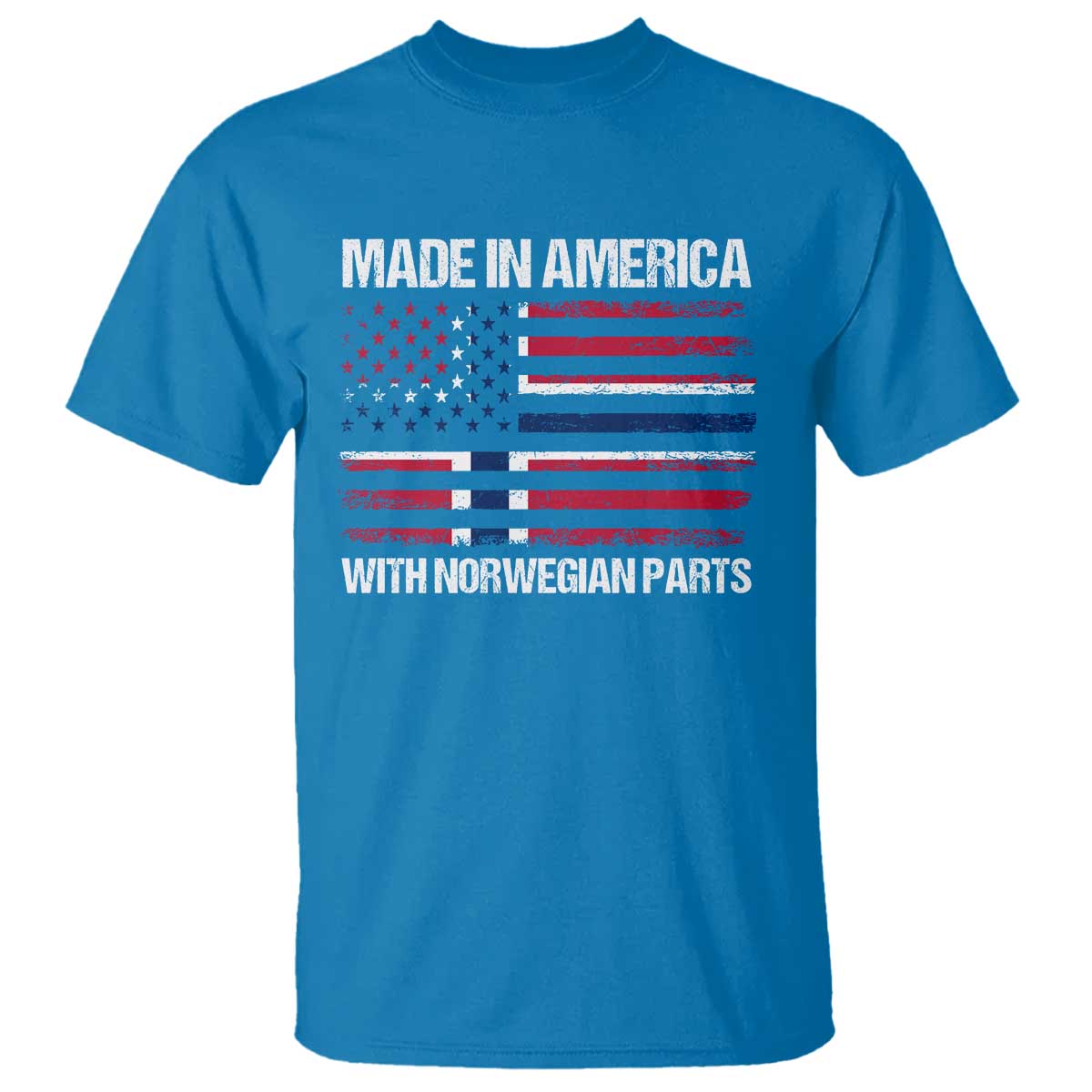 Made in America with Norwegian Parts T Shirt Half American Flag USA Norway Pride