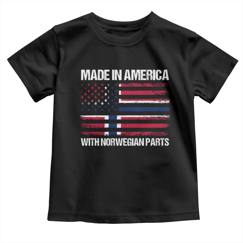 Made in America with Norwegian Parts Toddler T Shirt Half American Flag USA Norway Pride