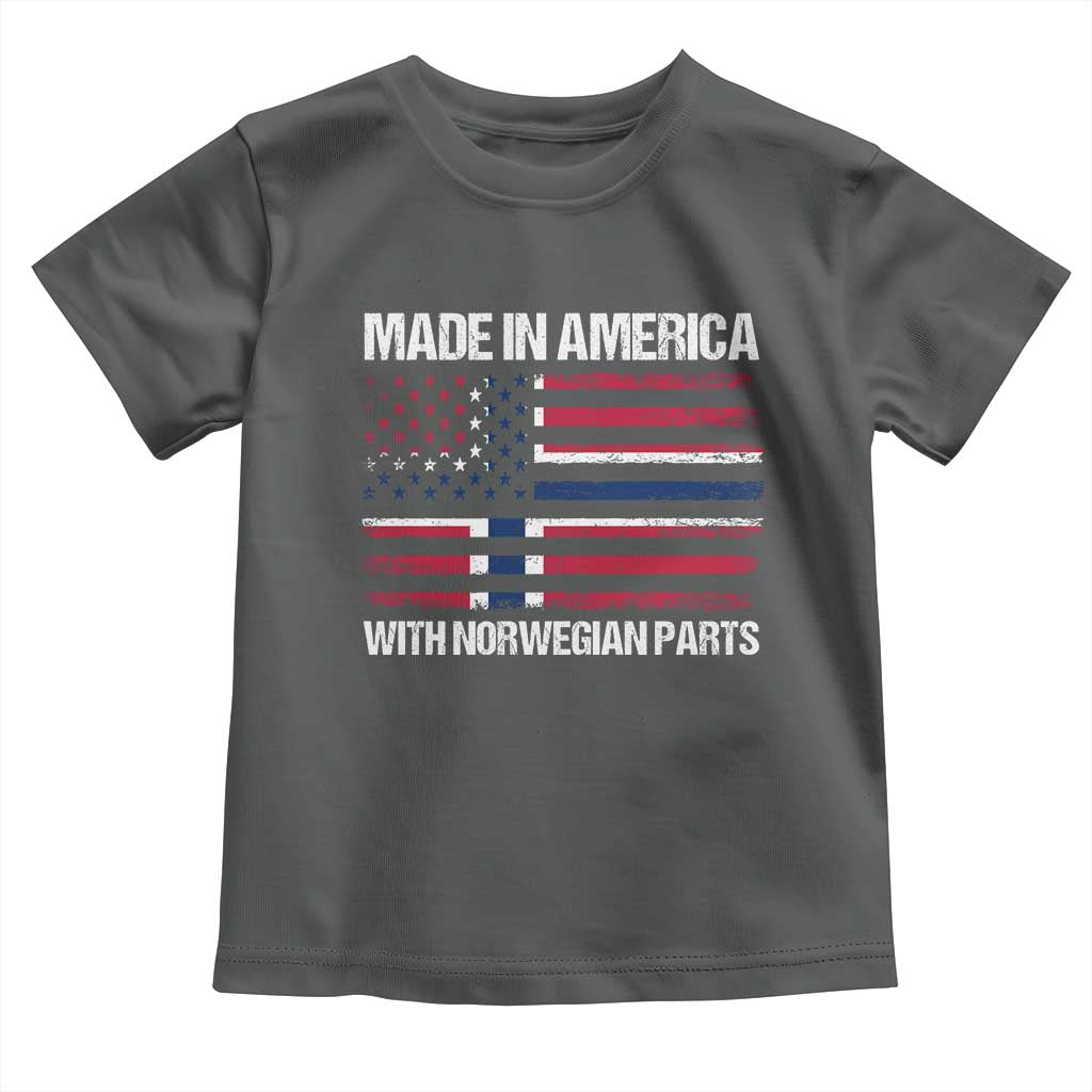 Made in America with Norwegian Parts Toddler T Shirt Half American Flag USA Norway Pride