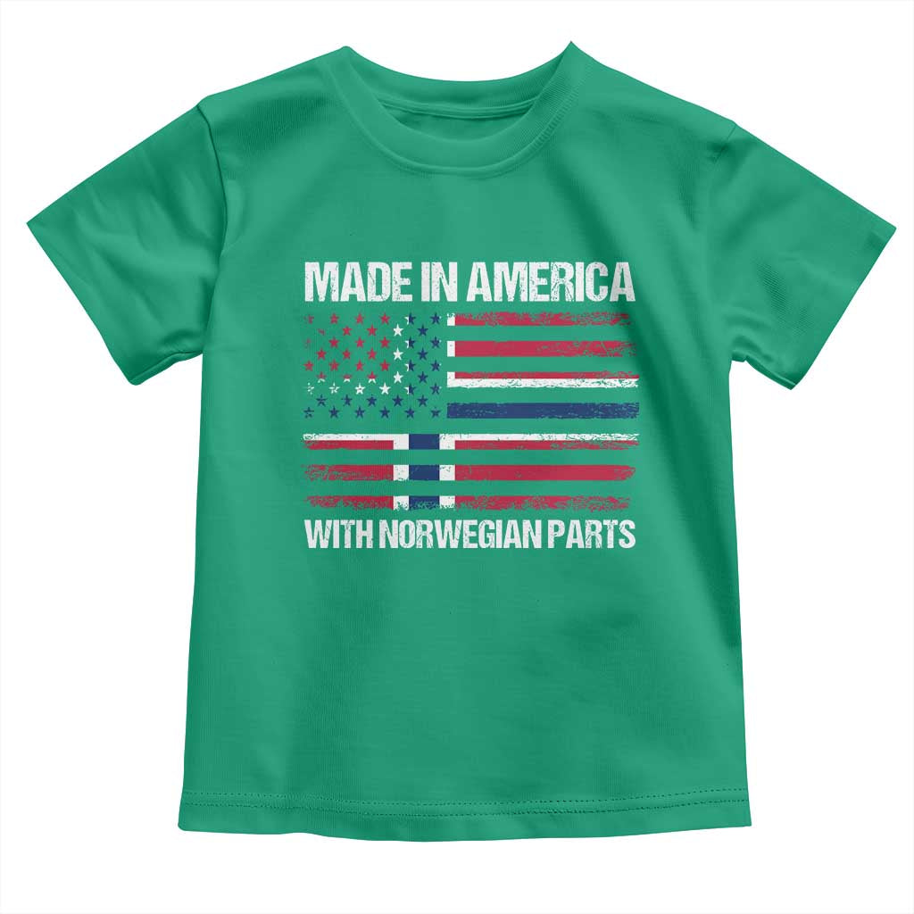 Made in America with Norwegian Parts Toddler T Shirt Half American Flag USA Norway Pride