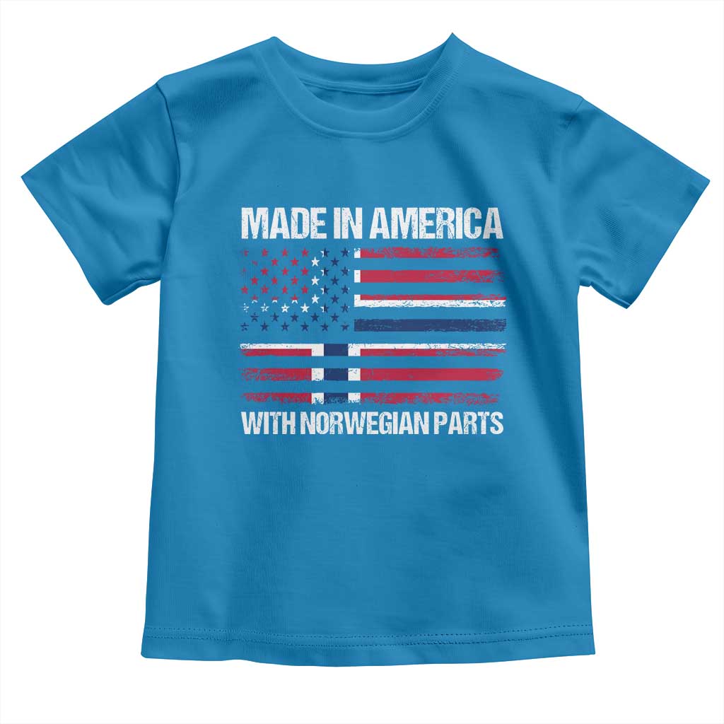 Made in America with Norwegian Parts Toddler T Shirt Half American Flag USA Norway Pride
