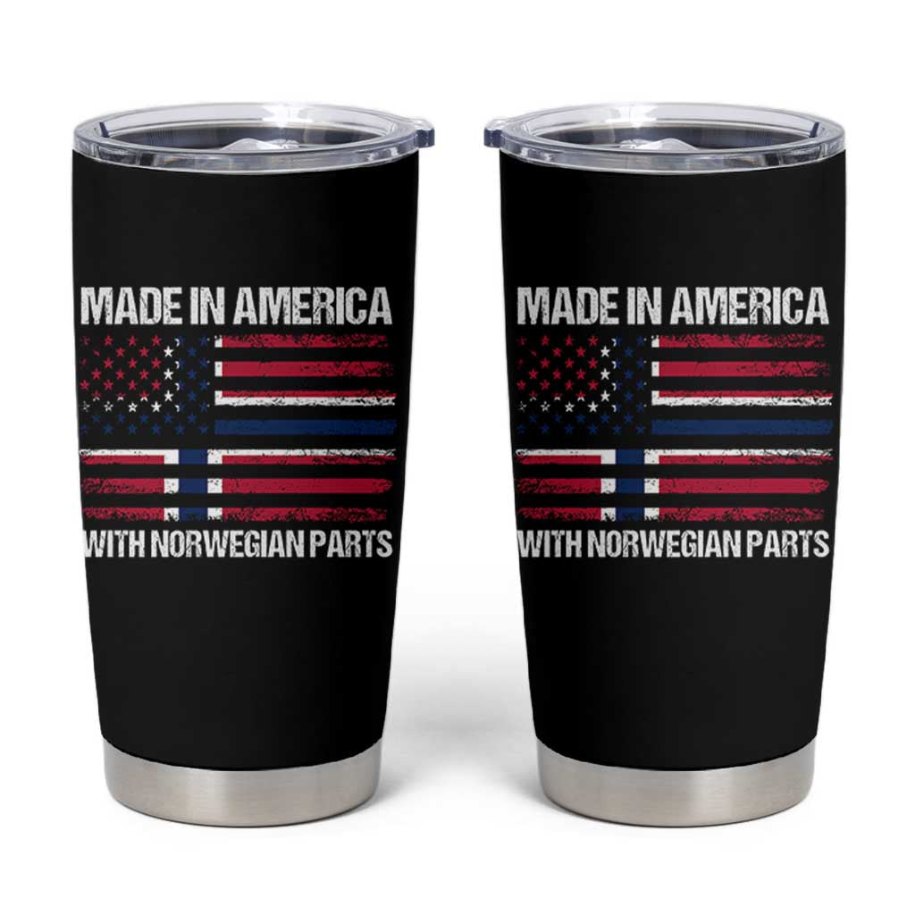 Made in America with Norwegian Parts Tumbler Cup Half American Flag USA Norway Pride
