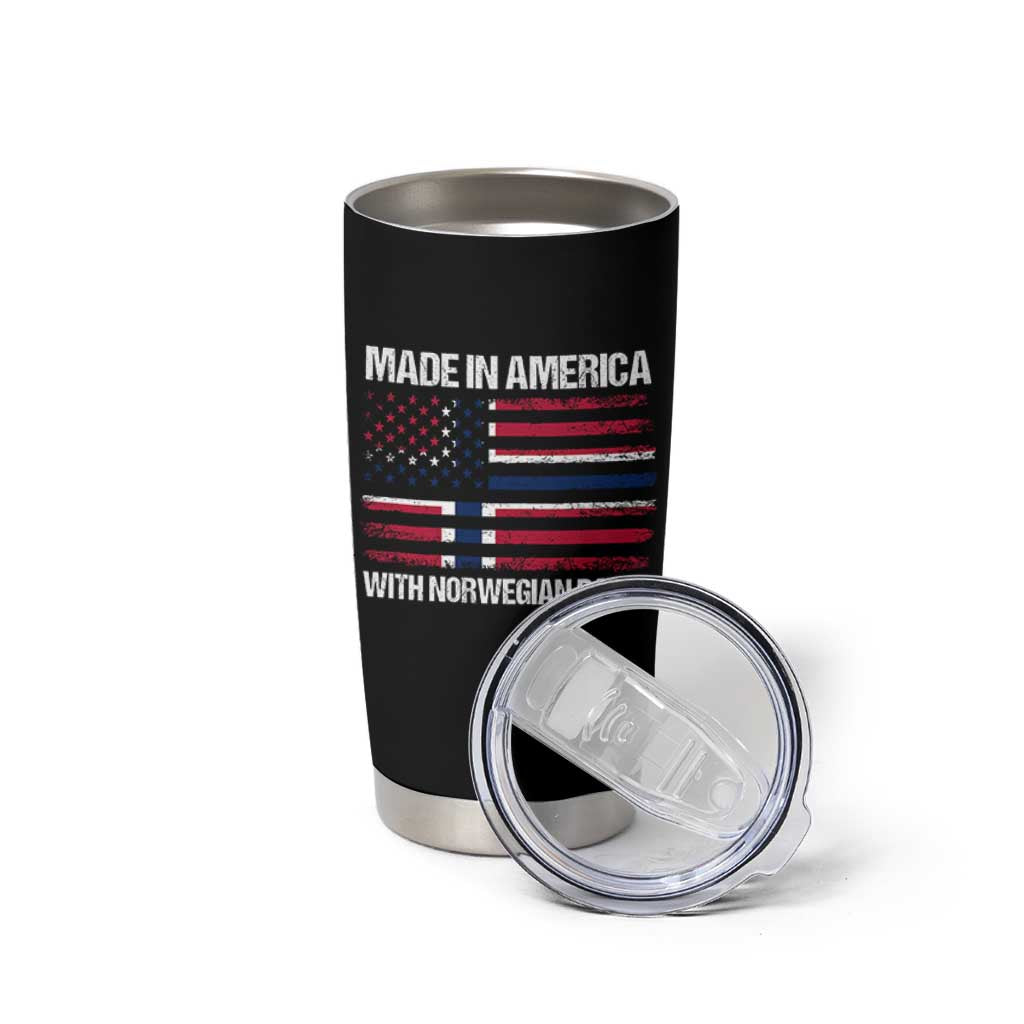 Made in America with Norwegian Parts Tumbler Cup Half American Flag USA Norway Pride