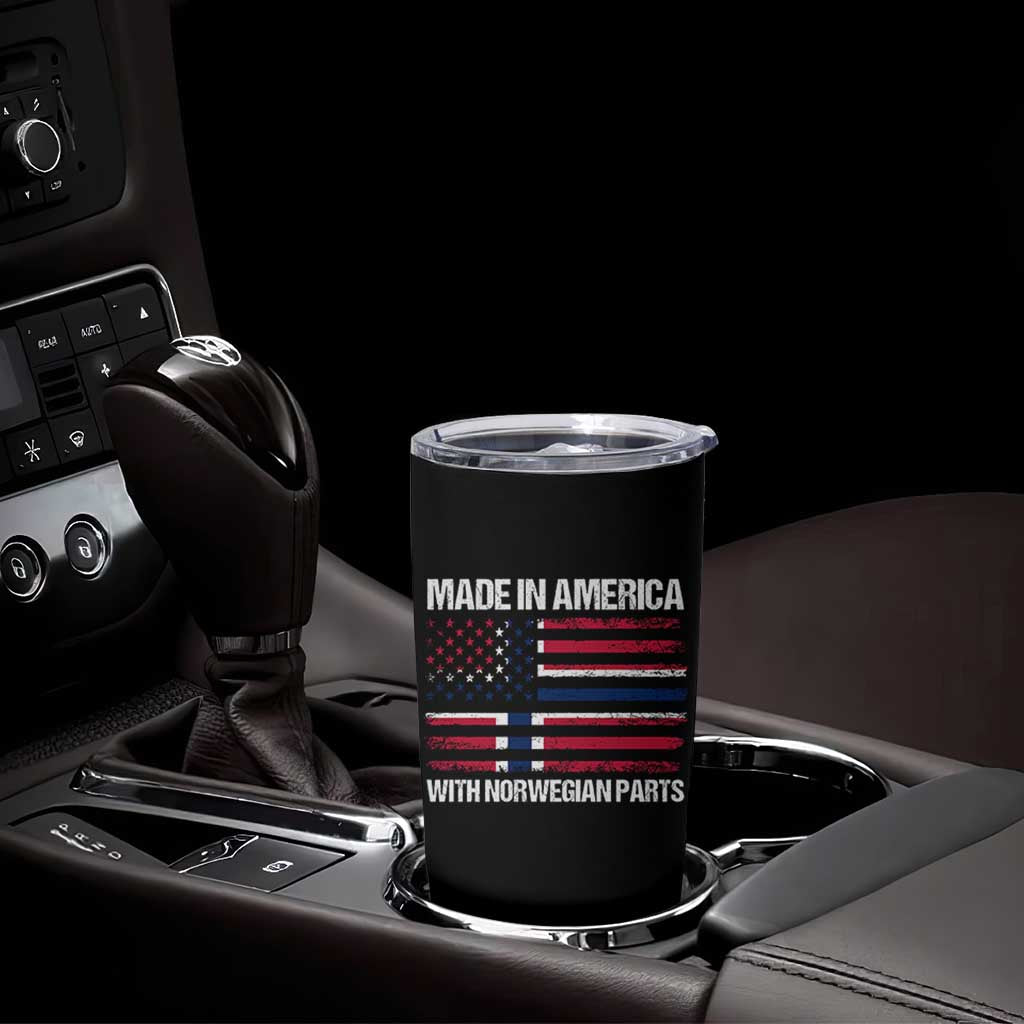 Made in America with Norwegian Parts Tumbler Cup Half American Flag USA Norway Pride