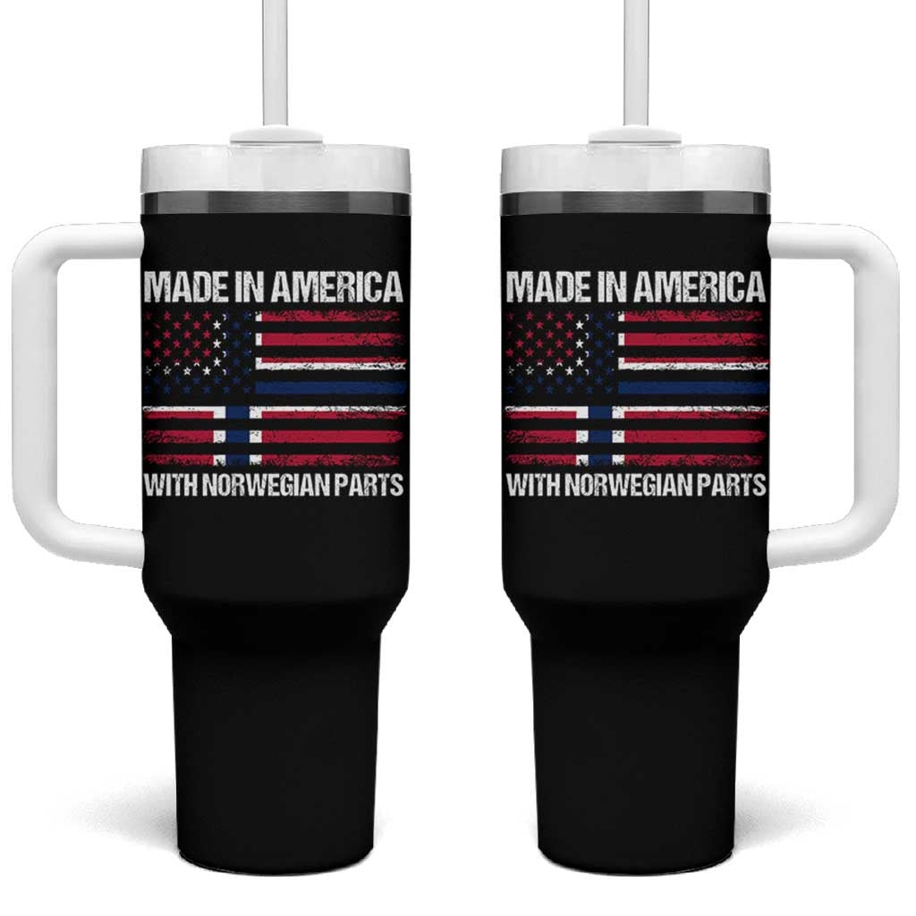Made in America with Norwegian Parts Tumbler With Handle Half American Flag USA Norway Pride