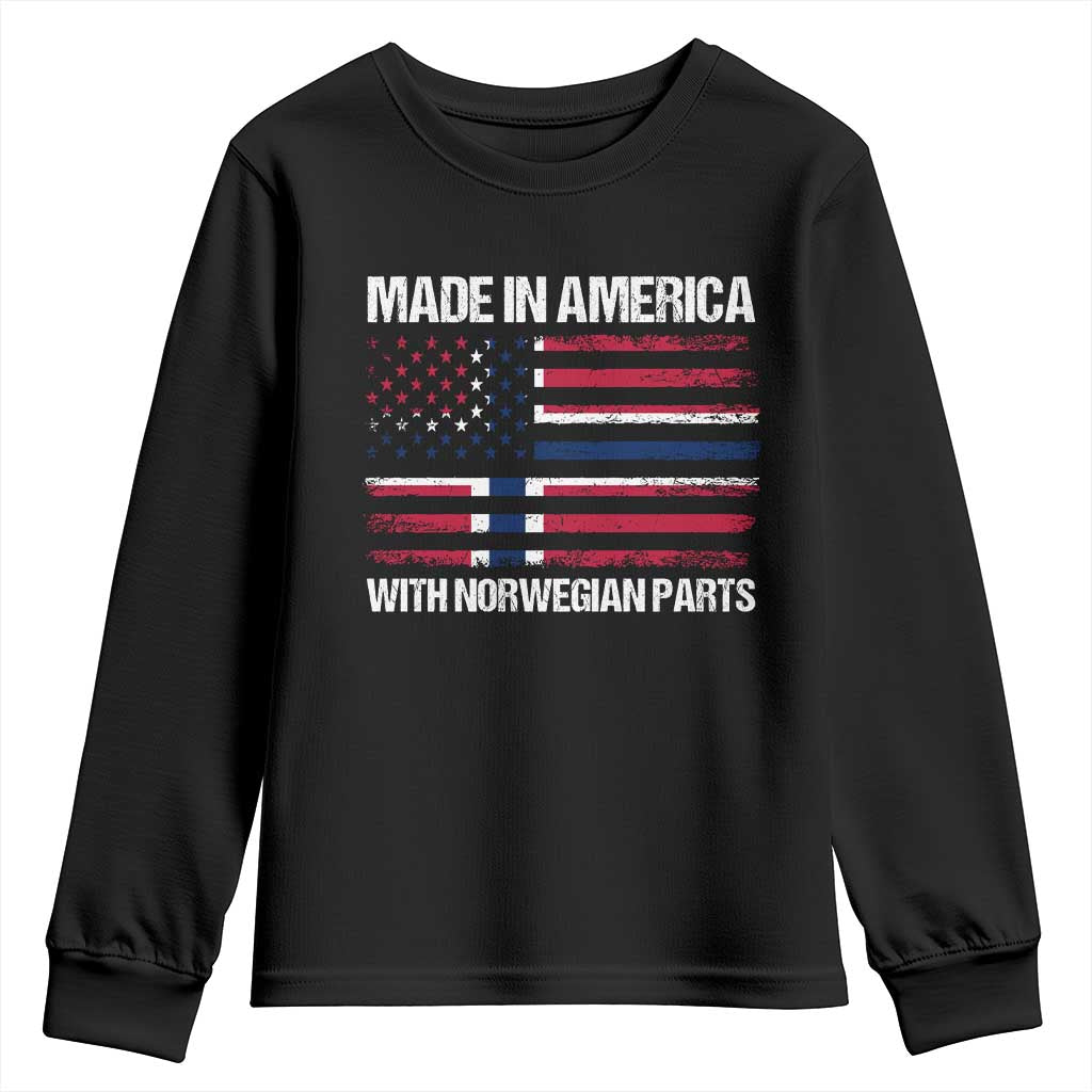 Made in America with Norwegian Parts Youth Sweatshirt Half American Flag USA Norway Pride