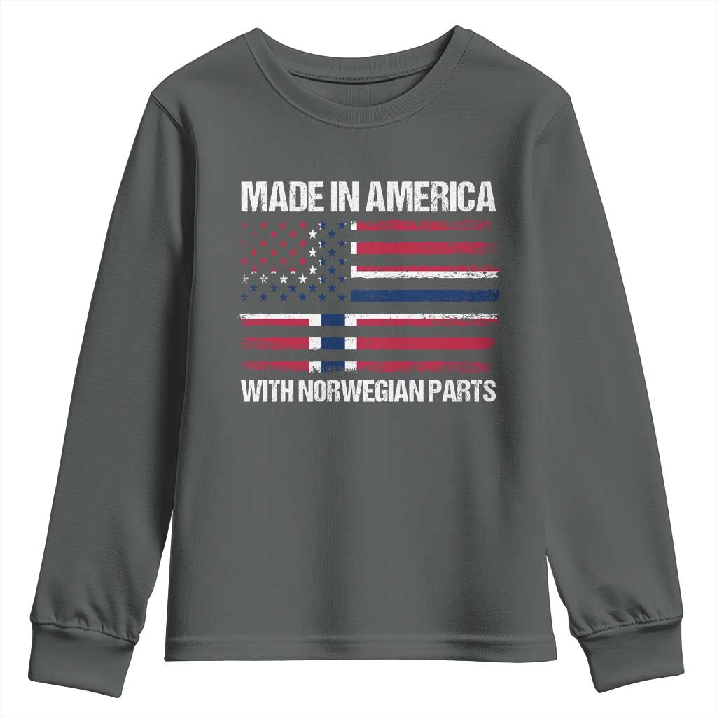 Made in America with Norwegian Parts Youth Sweatshirt Half American Flag USA Norway Pride