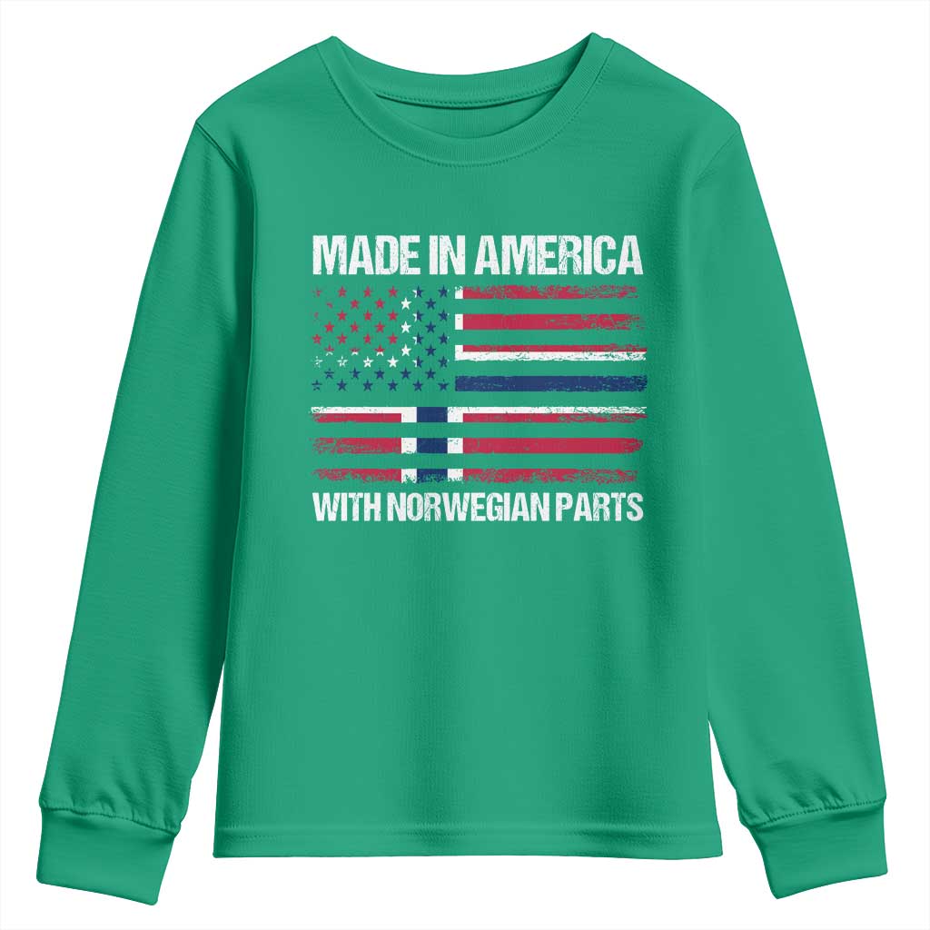 Made in America with Norwegian Parts Youth Sweatshirt Half American Flag USA Norway Pride