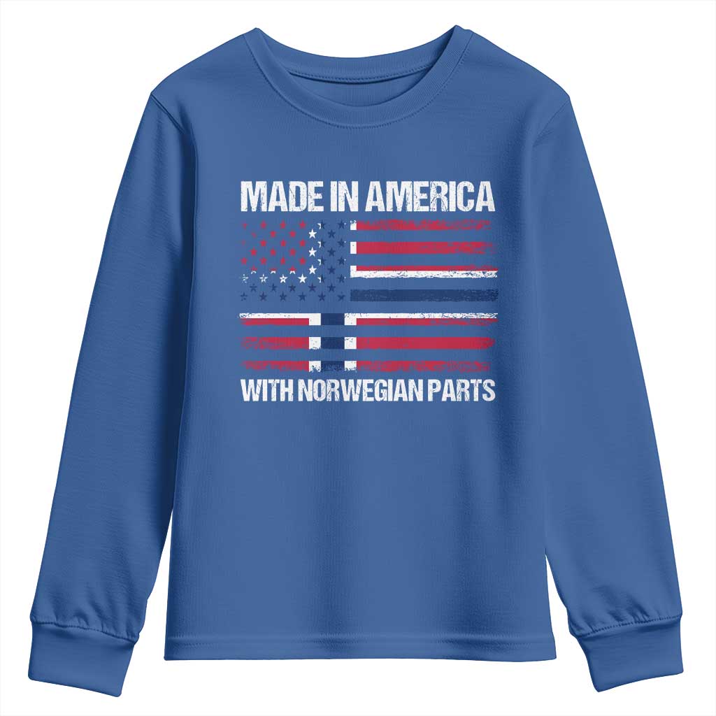 Made in America with Norwegian Parts Youth Sweatshirt Half American Flag USA Norway Pride