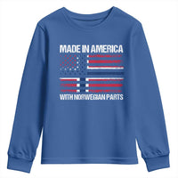 Made in America with Norwegian Parts Youth Sweatshirt Half American Flag USA Norway Pride