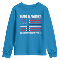 Made in America with Norwegian Parts Youth Sweatshirt Half American Flag USA Norway Pride