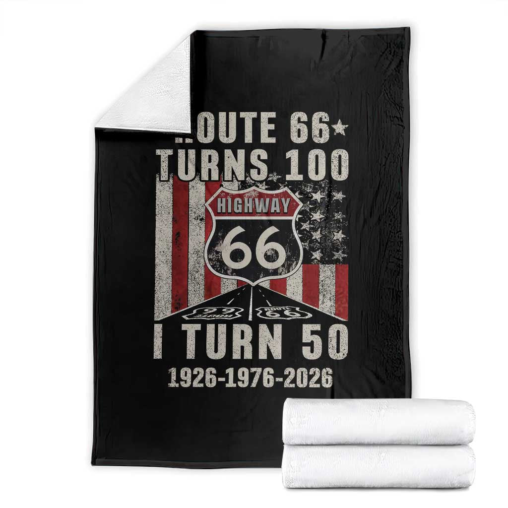 Highway 66 Turn 100 I Turn 50 Throw Blanket Vintage 1976 Born American Road Sign Centennial 2026