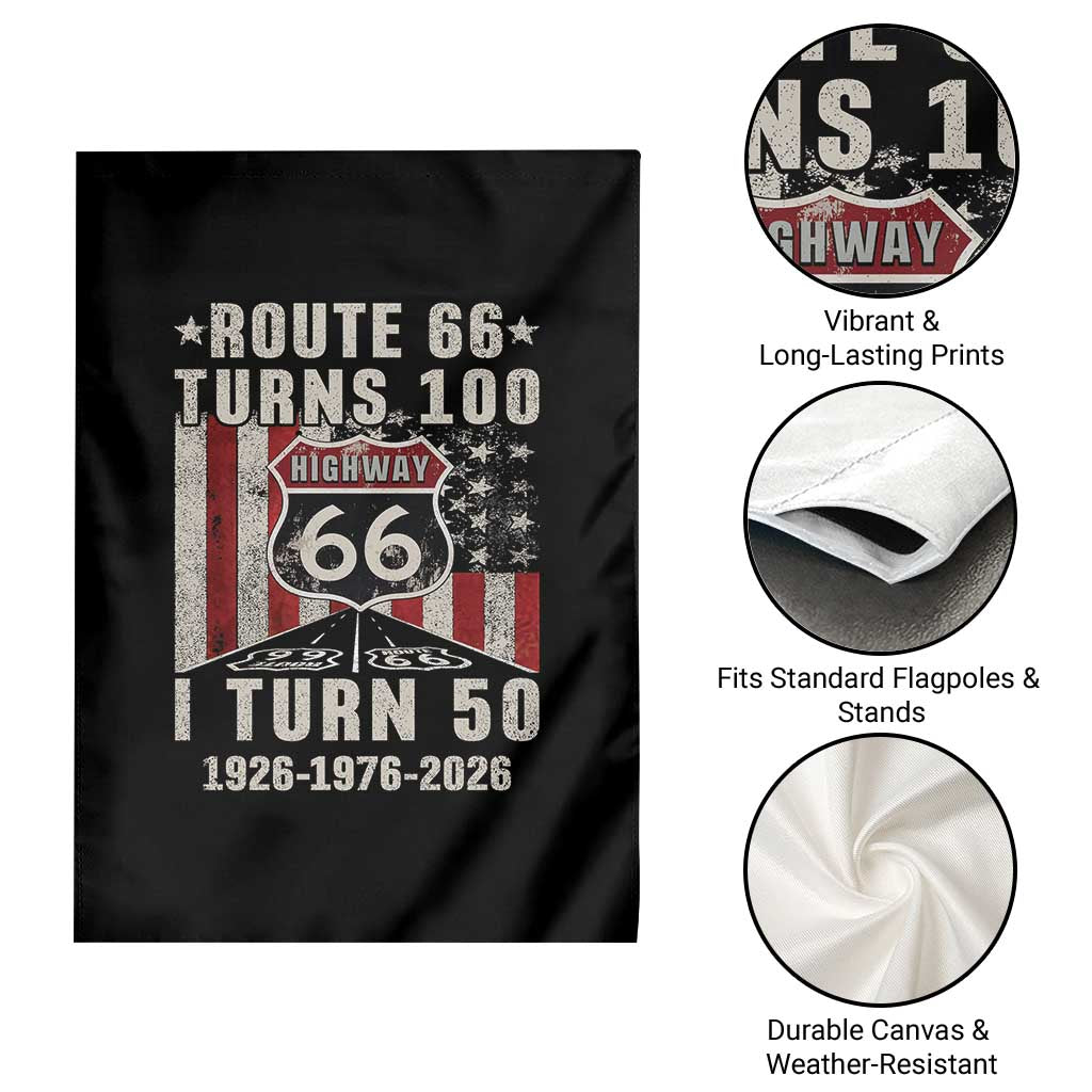 Highway 66 Turn 100 I Turn 50 Garden Flag Vintage 1976 Born American Road Sign Centennial 2026