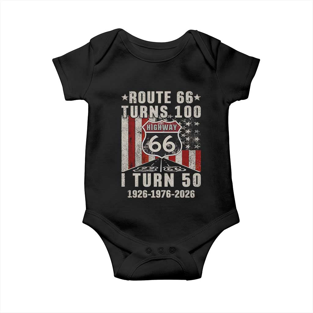 Highway 66 Turn 100 I Turn 50 Baby Onesie Vintage 1976 Born American Road Sign Centennial 2026