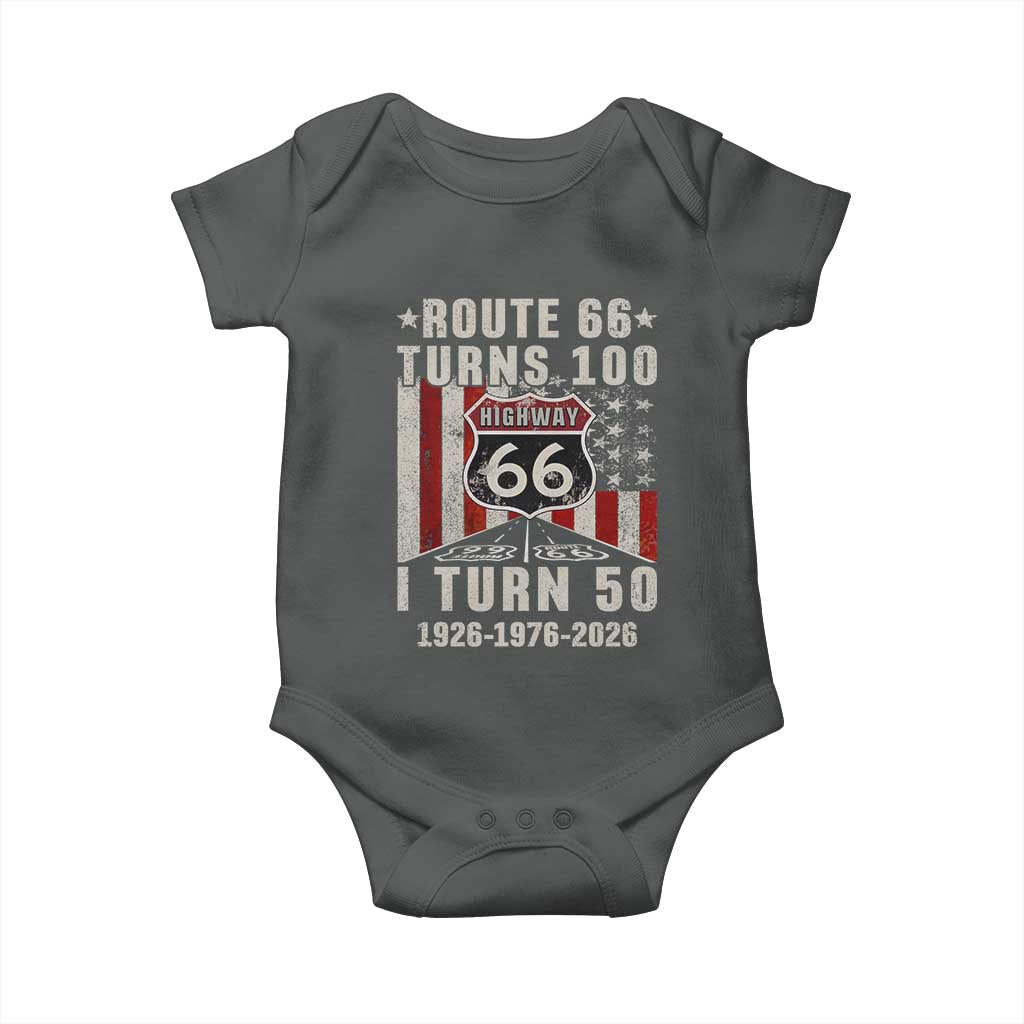 Highway 66 Turn 100 I Turn 50 Baby Onesie Vintage 1976 Born American Road Sign Centennial 2026