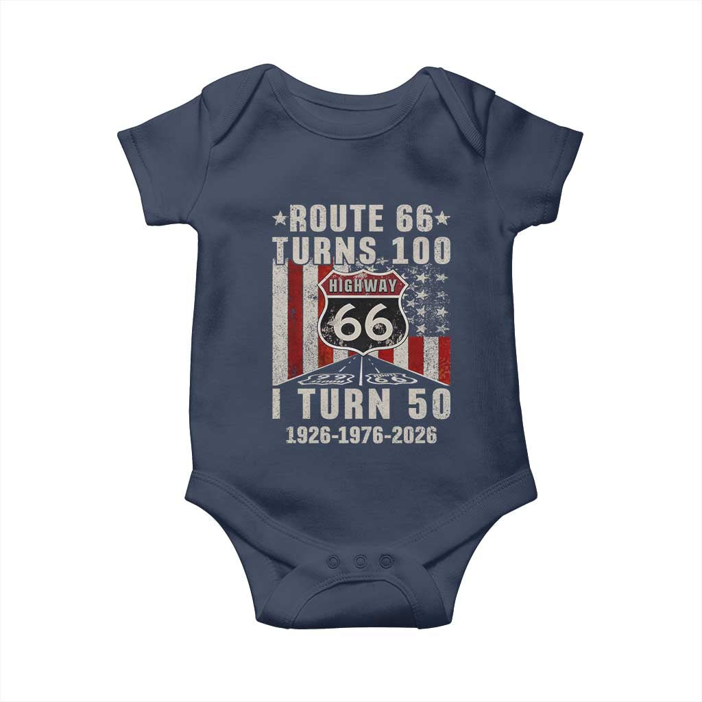 Highway 66 Turn 100 I Turn 50 Baby Onesie Vintage 1976 Born American Road Sign Centennial 2026