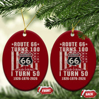 Highway 66 Turn 100 I Turn 50 Ceramic Ornament Vintage 1976 Born American Road Sign Centennial 2026