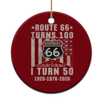 Highway 66 Turn 100 I Turn 50 Ceramic Ornament Vintage 1976 Born American Road Sign Centennial 2026