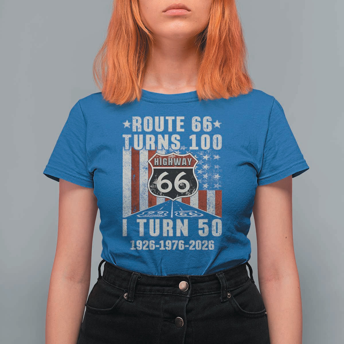 Highway 66 Turn 100 I Turn 50 T Shirt For Women Vintage 1976 Born American Road Sign Centennial 2026