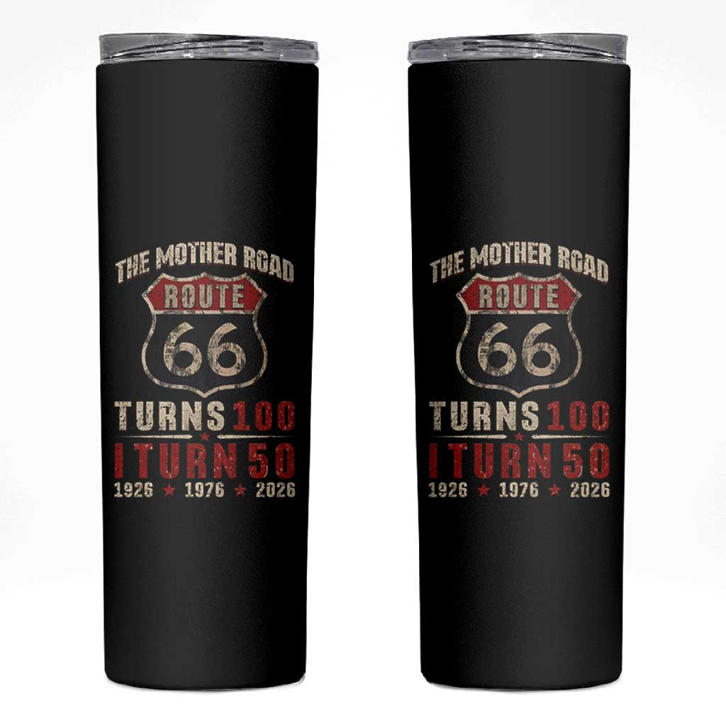 Highway 66 Turn 100 I Turn 50 Skinny Tumbler Vintage 1976 Road Sign 50 Year Old Gift 2026