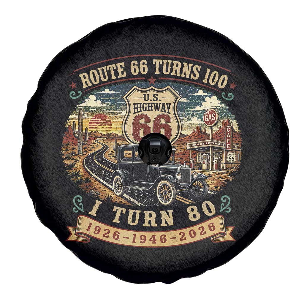 Route Highway 66 Turns 100 I Turn 80 Spare Tire Cover Vintage 1946 Road Sign Antique Car Lover 80th Birthday Gift