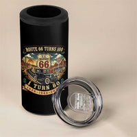 Route Highway 66 Turns 100 I Turn 80 4 in 1 Can Cooler Tumbler Vintage 1946 Road Sign Antique Car Lover 80th Birthday Gift