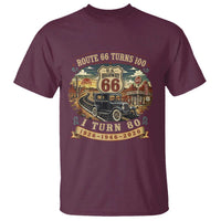 Route Highway 66 Turns 100 I Turn 80 T Shirt Vintage 1946 Road Sign Antique Car Lover 80th Birthday Gift