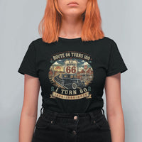 Route Highway 66 Turns 100 I Turn 80 T Shirt For Women Vintage 1946 Road Sign Antique Car Lover 80th Birthday Gift