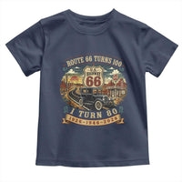 Route Highway 66 Turns 100 I Turn 80 Toddler T Shirt Vintage 1946 Road Sign Antique Car Lover 80th Birthday Gift