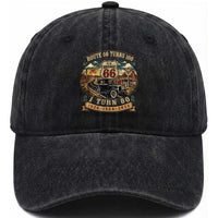 Route Highway 66 Turns 100 I Turn 80 Washed Cotton Baseball Cap Vintage 1946 Road Sign Antique Car Lover 80th Birthday Gift