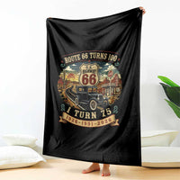 Route Highway 66 Turns 100 I Turn 75 Throw Blanket Vintage 1951 Road Sign Antique Car Lover 75th Birthday Gift