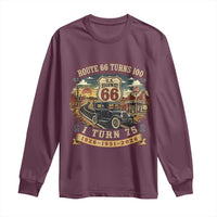 Route Highway 66 Turns 100 I Turn 75 Long Sleeve Shirt Vintage 1951 Road Sign Antique Car Lover 75th Birthday Gift