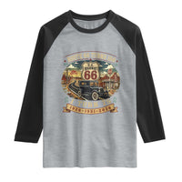 Route Highway 66 Turns 100 I Turn 75 Raglan Shirt Vintage 1951 Road Sign Antique Car Lover 75th Birthday Gift