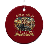 Route Highway 66 Turns 100 I Turn 70 Ceramic Ornament Vintage 1956 Road Sign Antique Car Lover 70th Birthday Gift