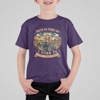 Route Highway 66 Turns 100 I Turn 70 T Shirt For Kid Vintage 1956 Road Sign Antique Car Lover 70th Birthday Gift