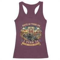 Route Highway 66 Turns 100 I Turn 70 Racerback Tank Top Vintage 1956 Road Sign Antique Car Lover 70th Birthday Gift