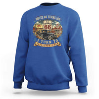 Route Highway 66 Turns 100 I Turn 70 Sweatshirt Vintage 1956 Road Sign Antique Car Lover 70th Birthday Gift