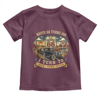 Route Highway 66 Turns 100 I Turn 70 Toddler T Shirt Vintage 1956 Road Sign Antique Car Lover 70th Birthday Gift