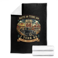 Route Highway 66 Turns 100 I Turn 65 Throw Blanket Vintage 1961 Road Sign Antique Car Lover 65th Birthday Gift