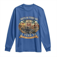 Route Highway 66 Turns 100 I Turn 65 Long Sleeve Shirt Vintage 1961 Road Sign Antique Car Lover 65th Birthday Gift