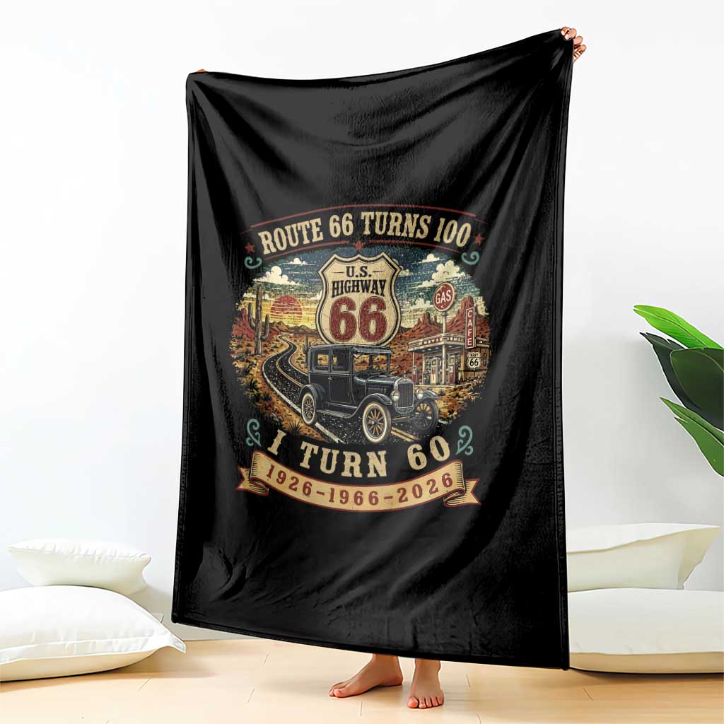 Route Highway 66 Turns 100 I Turn 60 Throw Blanket Vintage 1966 Road Sign Antique Car Lover 60th Birthday Gift