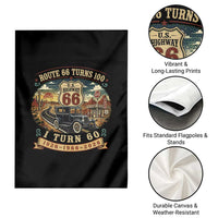 Route Highway 66 Turns 100 I Turn 60 Garden Flag Vintage 1966 Road Sign Antique Car Lover 60th Birthday Gift