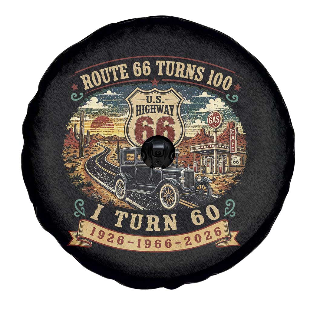 Route Highway 66 Turns 100 I Turn 60 Spare Tire Cover Vintage 1966 Road Sign Antique Car Lover 60th Birthday Gift