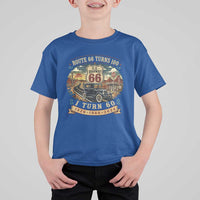 Route Highway 66 Turns 100 I Turn 60 T Shirt For Kid Vintage 1966 Road Sign Antique Car Lover 60th Birthday Gift